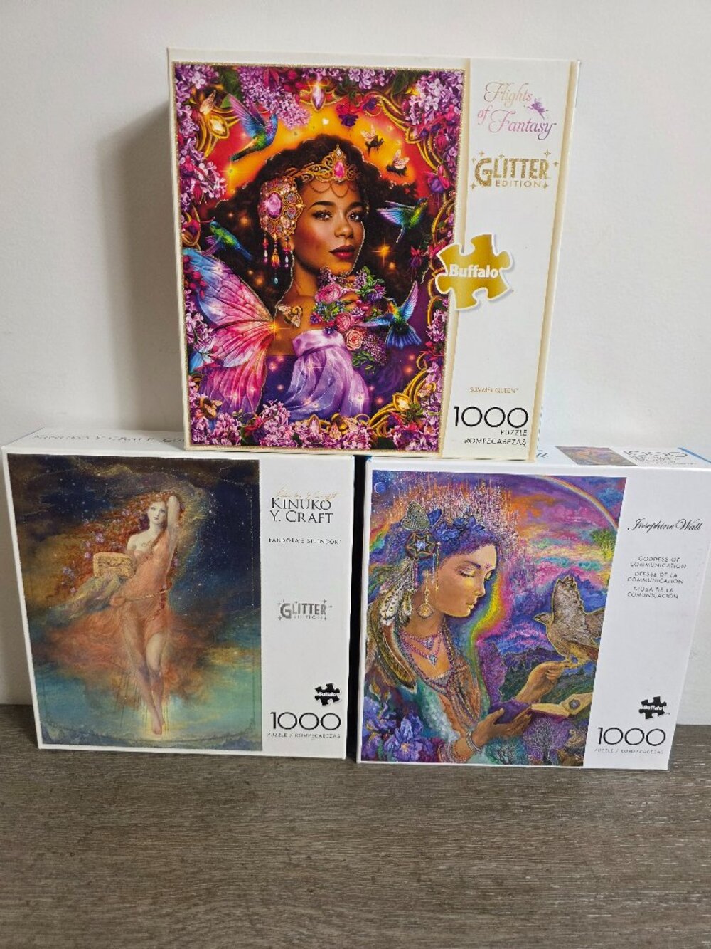 Set of Three (3) 1000 Piece Glitter Style Puzzle by Buffalo Games